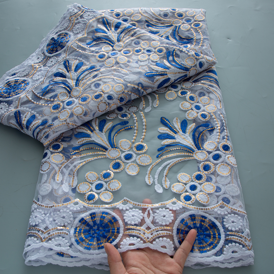 Glitter Tablecloth - Blue African Lace Fabric 2025 High