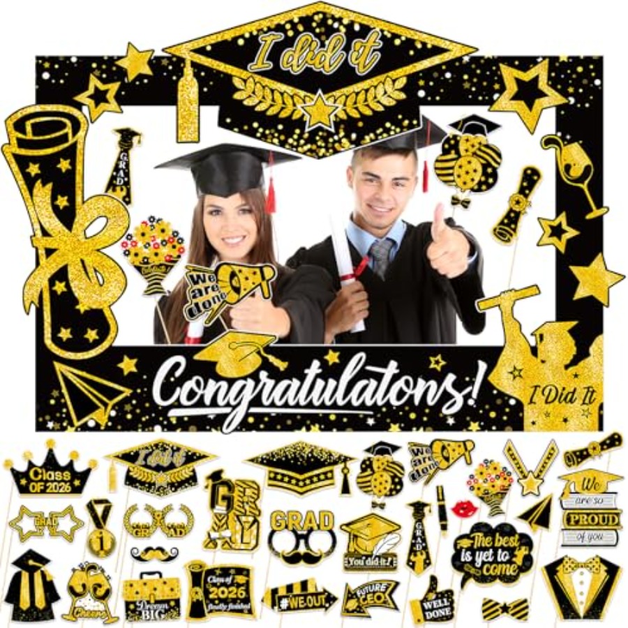 Photo Booth Frame - 31 Pack Graduation Photo Booth Props