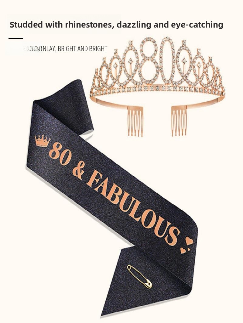 Champagne Gold Sparkle Crown S - Birthday Sash Glitter reseña y precio
