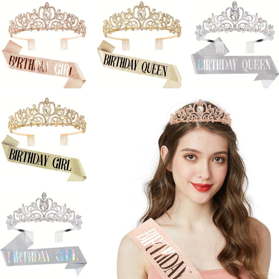 2pcs/Set Bling Rhinestone Crys - Birthday Sash Glitter reseña y precio