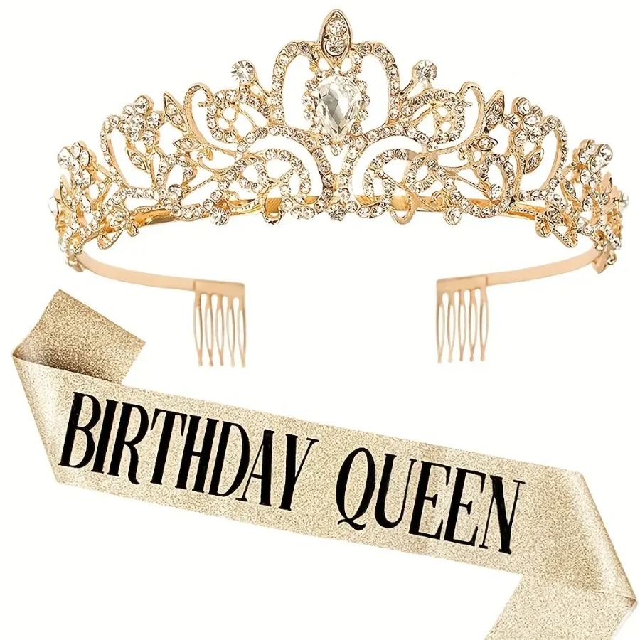 2pcs/Set Bling Rhinestone Crys - Birthday Sash Glitter reseña y precio