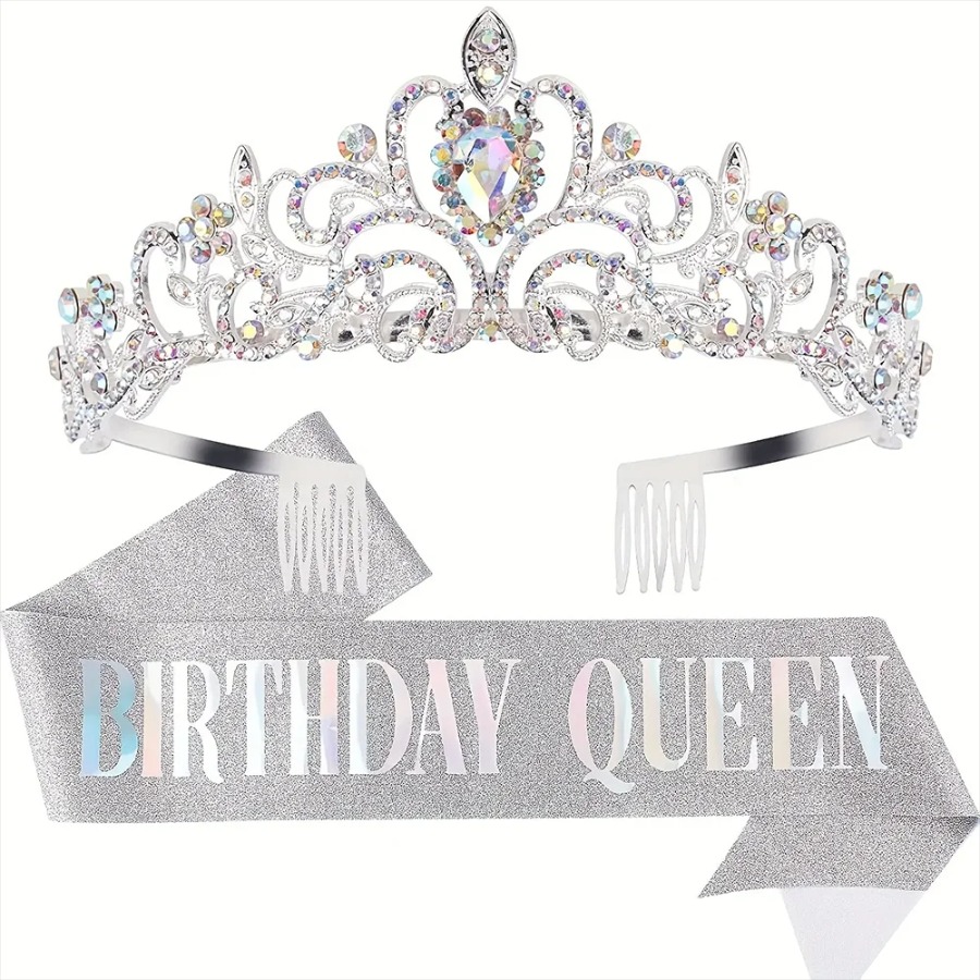 2pcs/Set Bling Rhinestone Crys - Birthday Sash Glitter reseña y precio