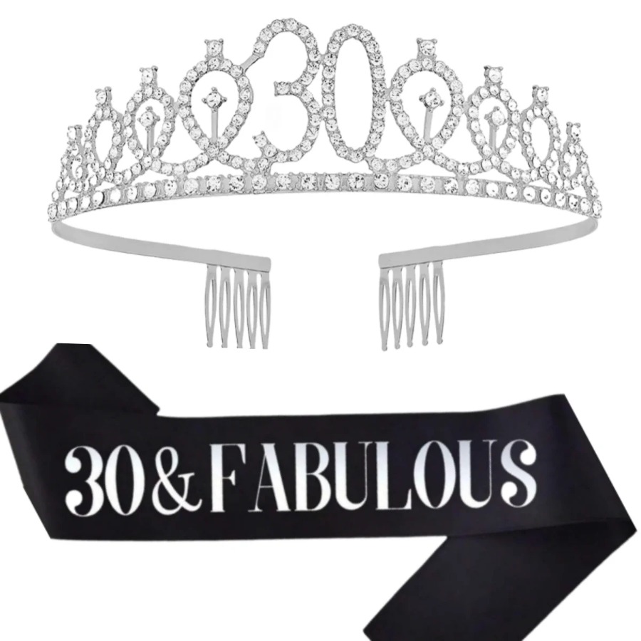 Glitter Silvery Birthday Tiara - Birthday Sash Glitter reseña y precio
