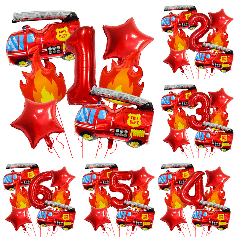7PCS Fire Truck Themed Flame N - Balloon Arch Kit reseña y precio