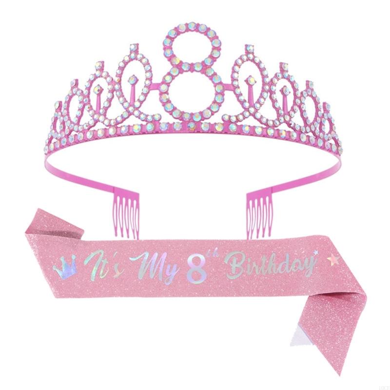 Glittering Pink Birthday Tiara - Birthday Sash Glitter reseña y precio