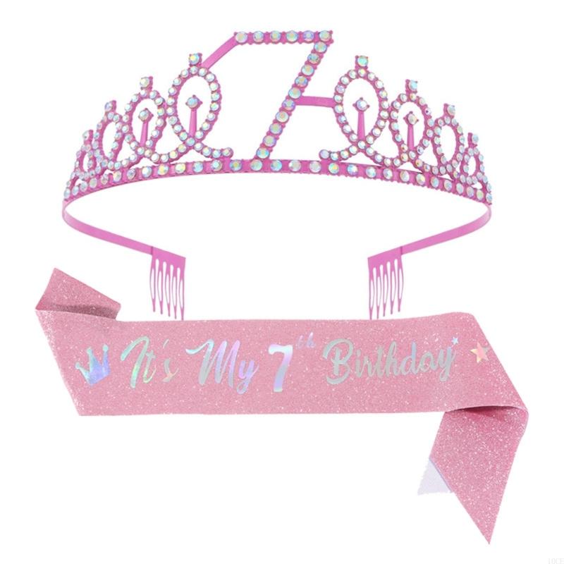 Glittering Pink Birthday Tiara - Birthday Sash Glitter reseña y precio