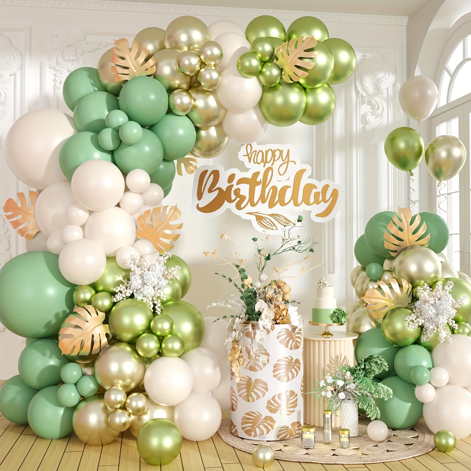88pcs Sage Green & Golden Ball - Balloon Arch Kit reseña y precio