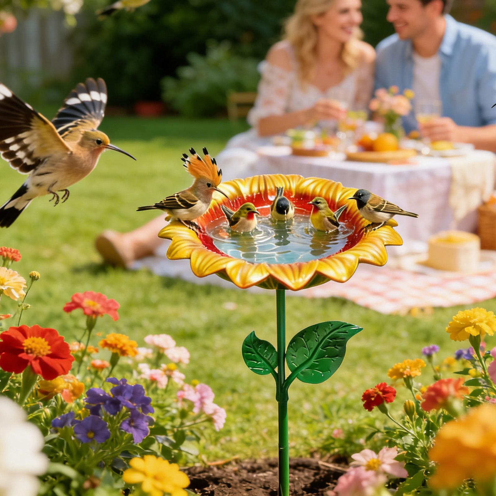Outdoor Bird Bath Metal Sunflo - Event Support reseña y precio