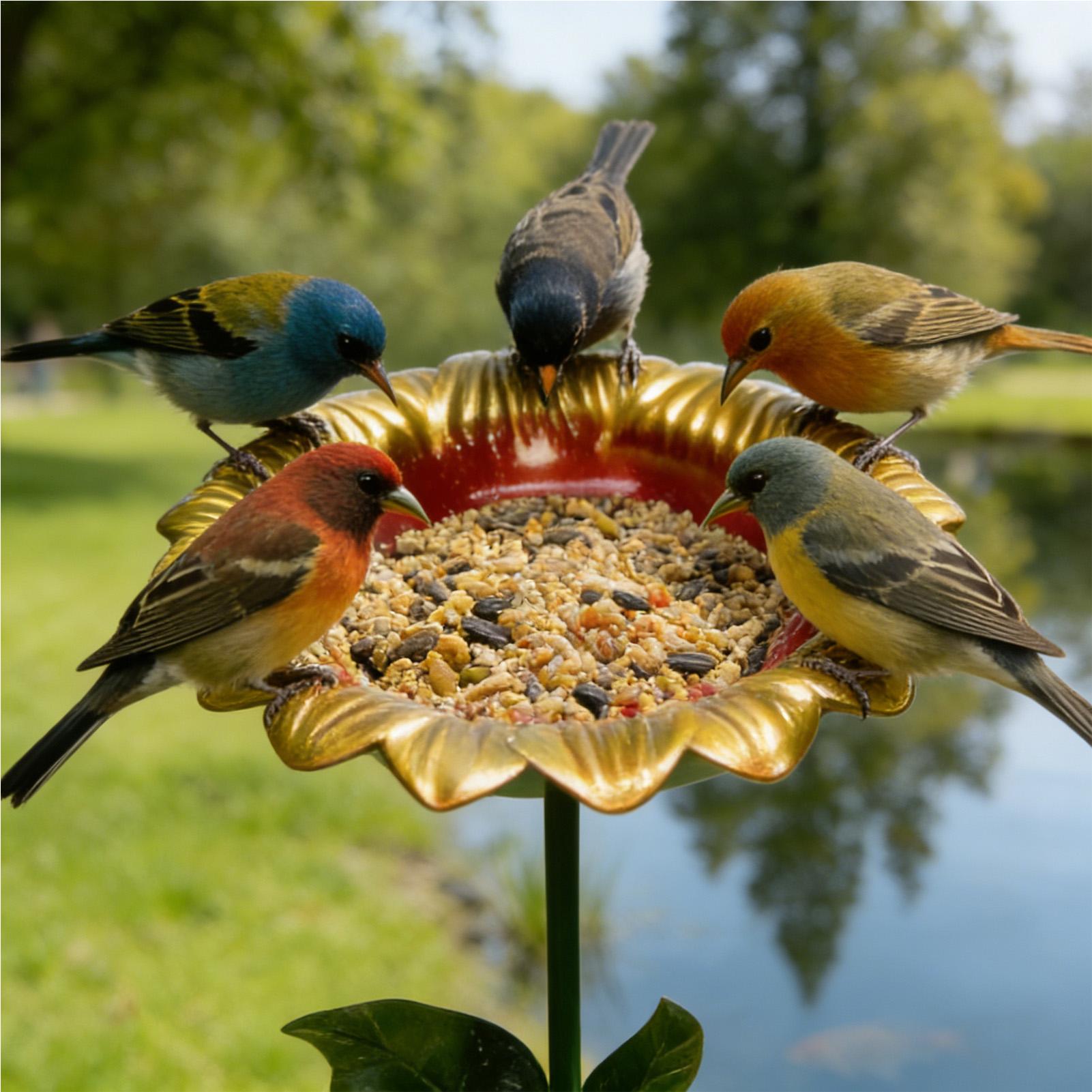 Outdoor Bird Bath Metal Sunflo - Event Support reseña y precio