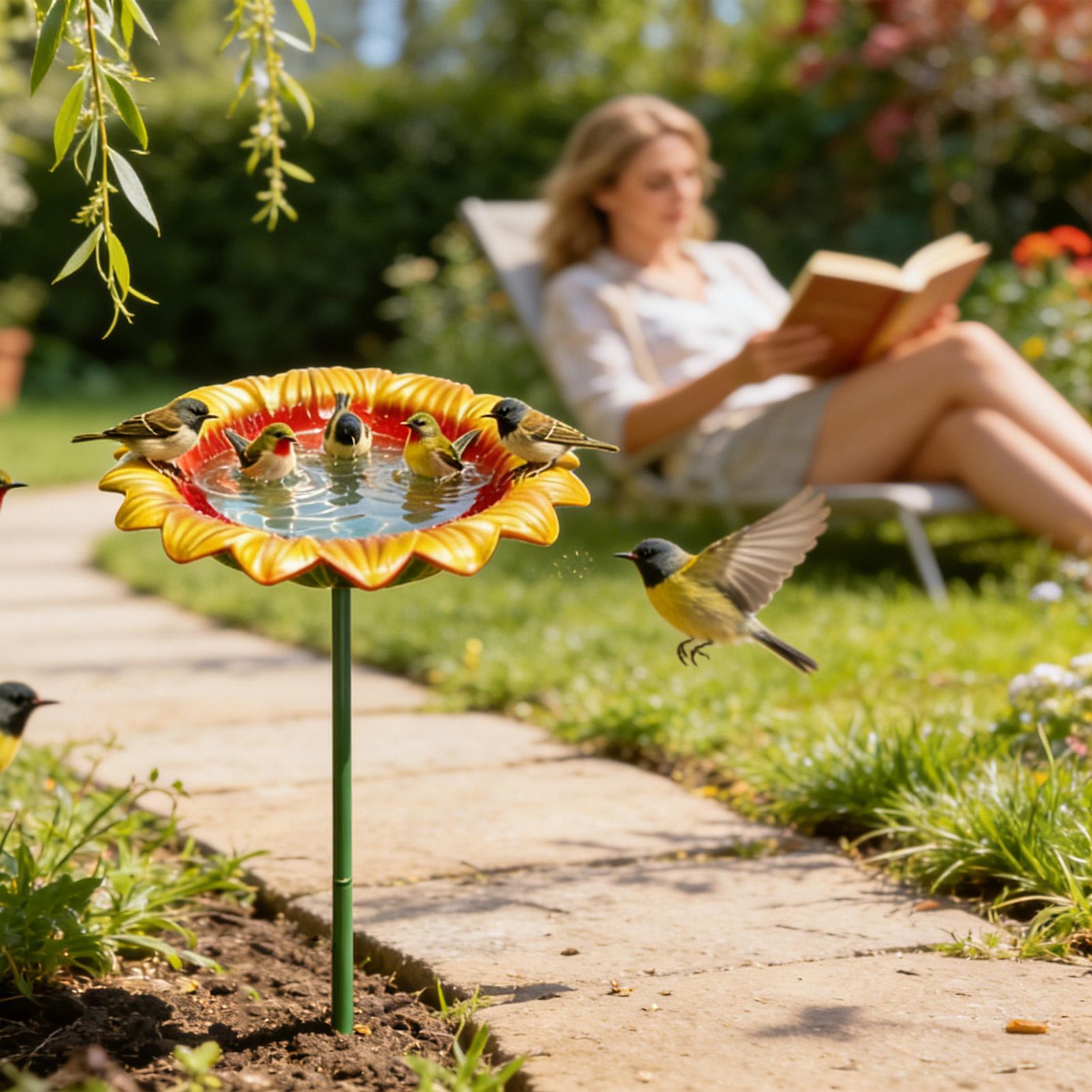 Outdoor Bird Bath Metal Sunflo - Event Support reseña y precio