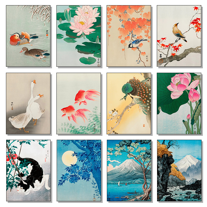 Retro Japanese Flowers Cat Dog - Flower Wall Panel reseña y precio