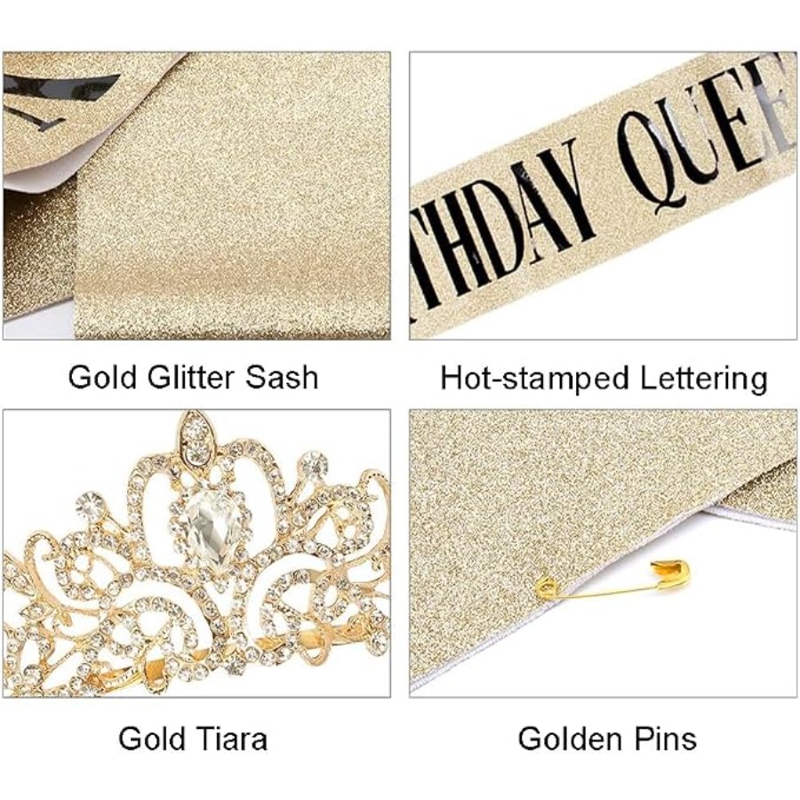 Birthday Queen Sash & Rhinesto - Birthday Sash Glitter reseña y precio