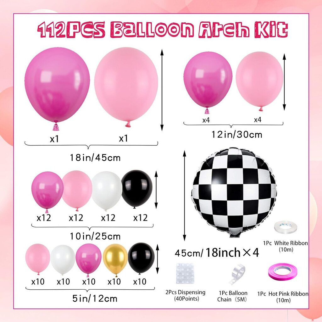 116Pcs Pink Race Car Balloon A - Balloon Arch Kit reseña y precio