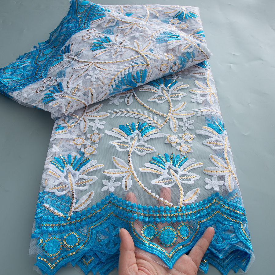 Blue African Lace Fabric 2025  - Glitter Tablecloth reseña y precio