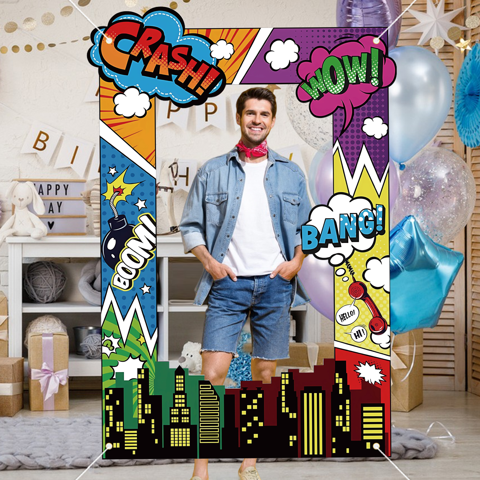 Super Hero Photo Prop Hero Bir - Photo Booth Frame reseña y precio