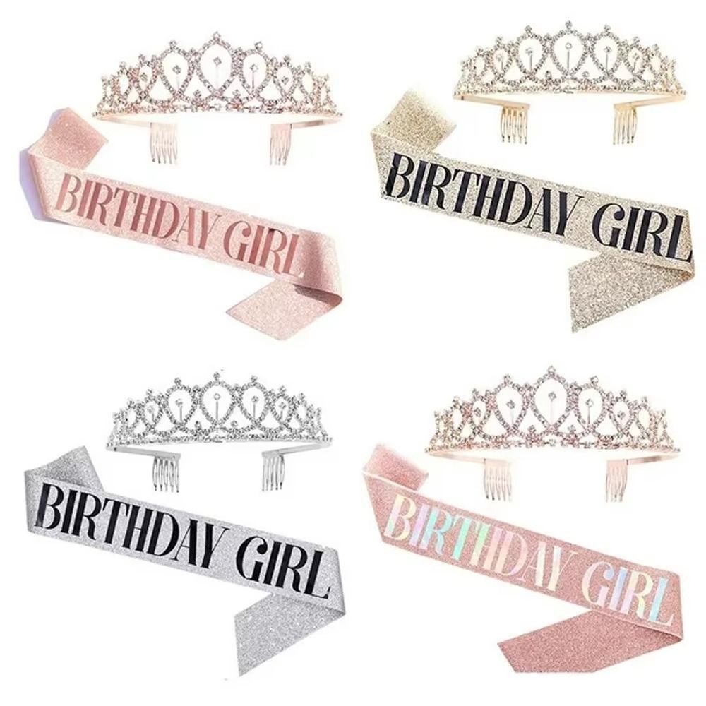 2Pcs/Set New Glitter Birthday  - Birthday Sash Glitter reseña y precio