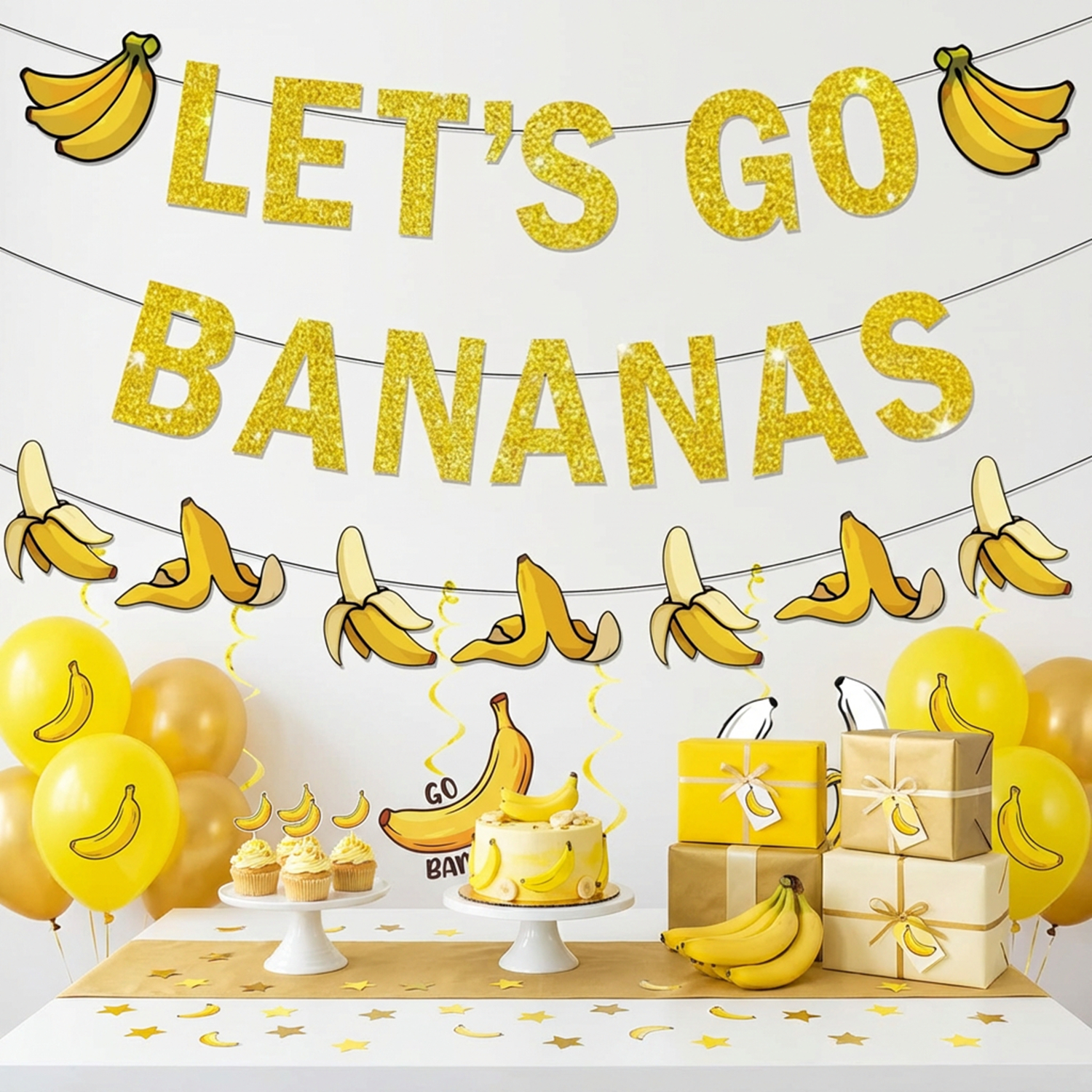 Yellow Bananas Birthday Banner - Let'S Party Event Supply reseña y precio