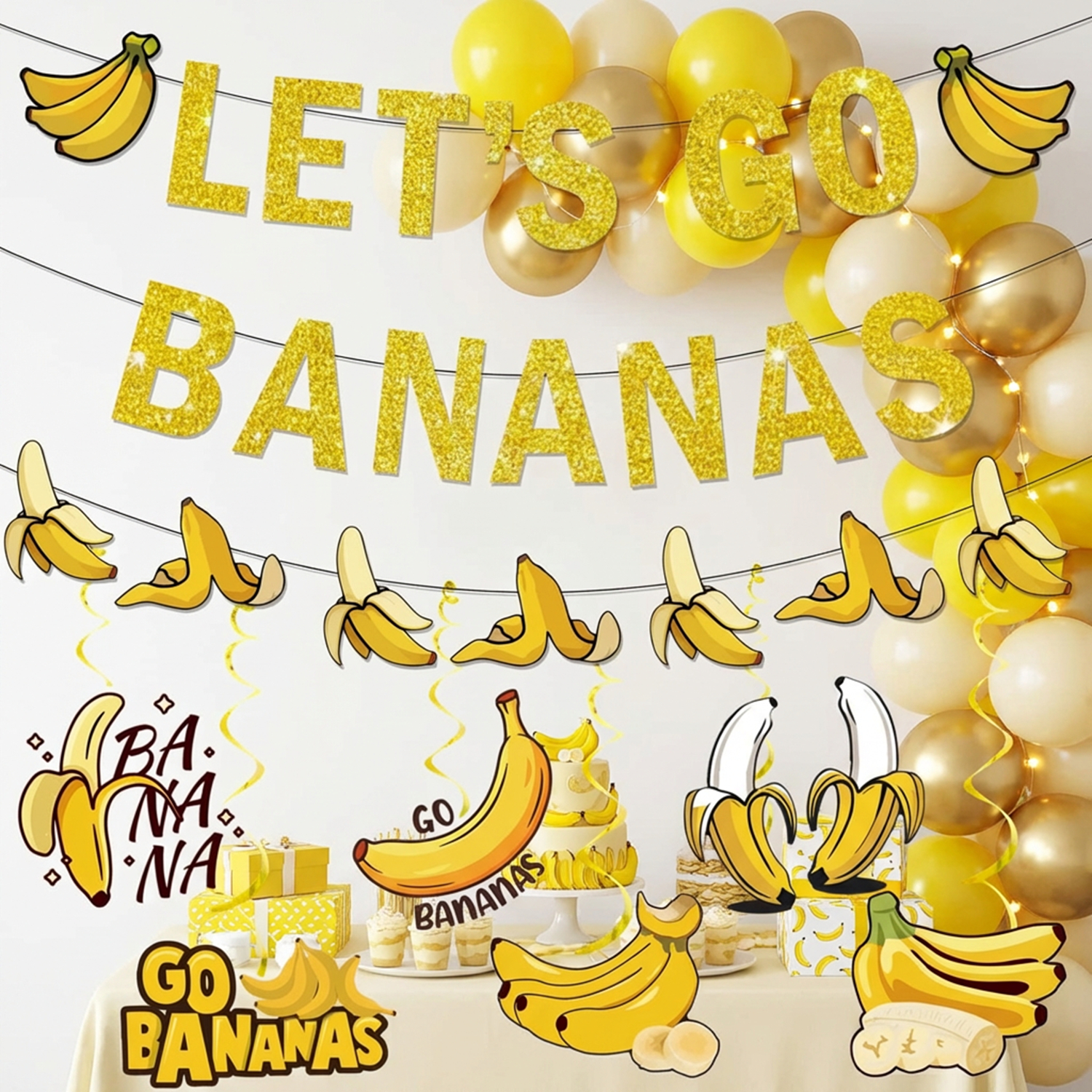 Yellow Bananas Birthday Banner - Let'S Party Event Supply reseña y precio