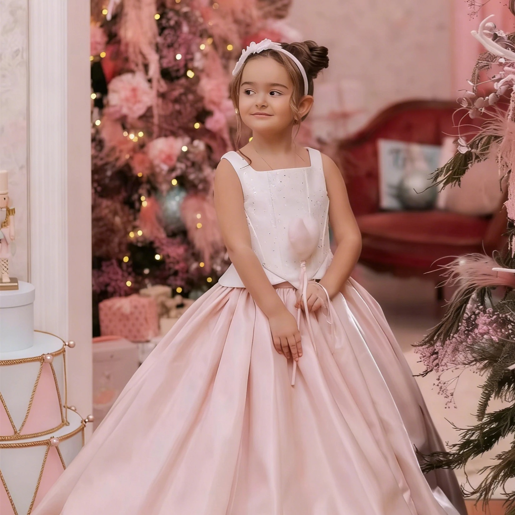 Customized Flower Girl Dress F - Birthday Sash Glitter reseña y precio