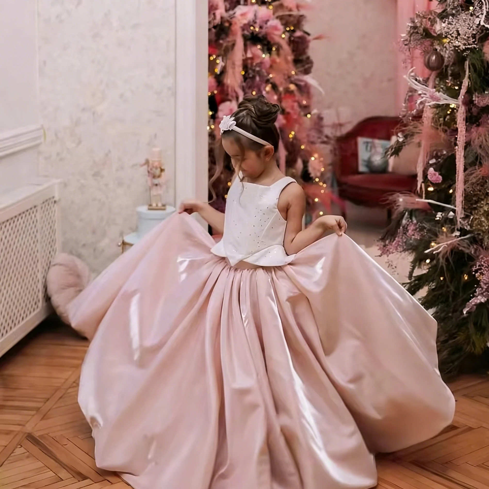 Customized Flower Girl Dress F - Birthday Sash Glitter reseña y precio