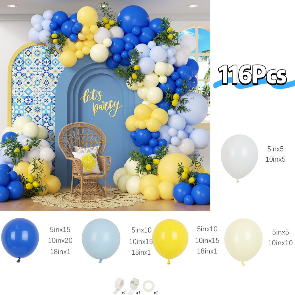 116Pcs Blue and Yellow Balloon - Balloon Arch Kit reseña y precio