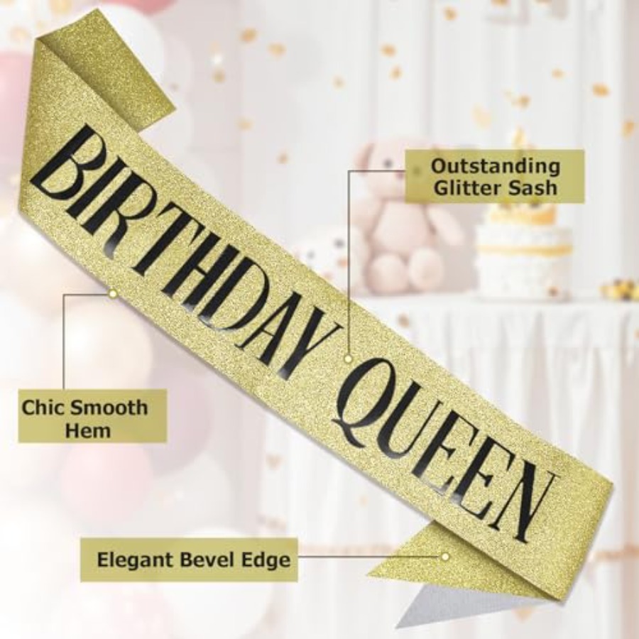 Birthday Queen Sash Glitter Go - Birthday Sash Glitter reseña y precio
