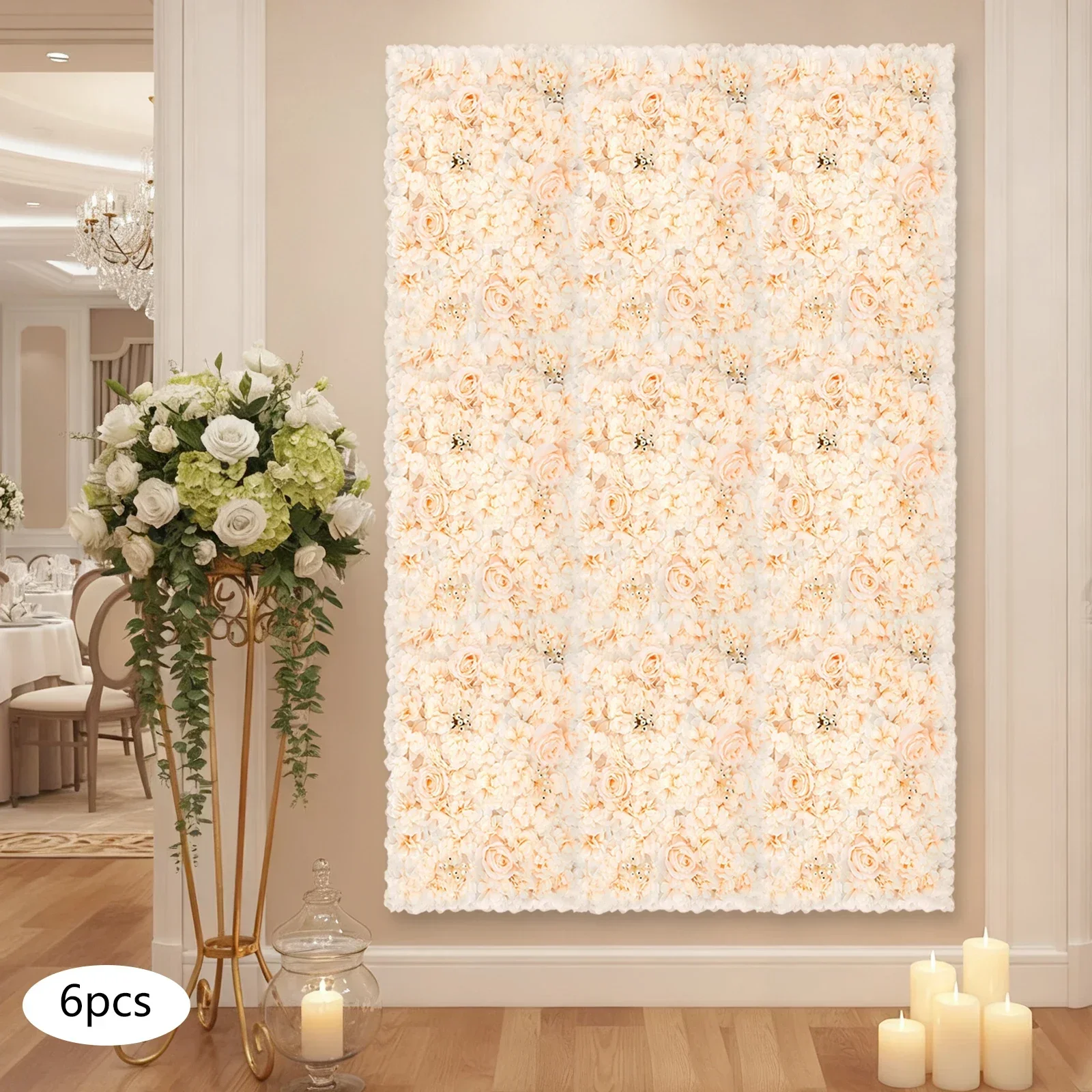 6 PCS 60*40cm Artificial Flowe - Flower Wall Panel reseña y precio