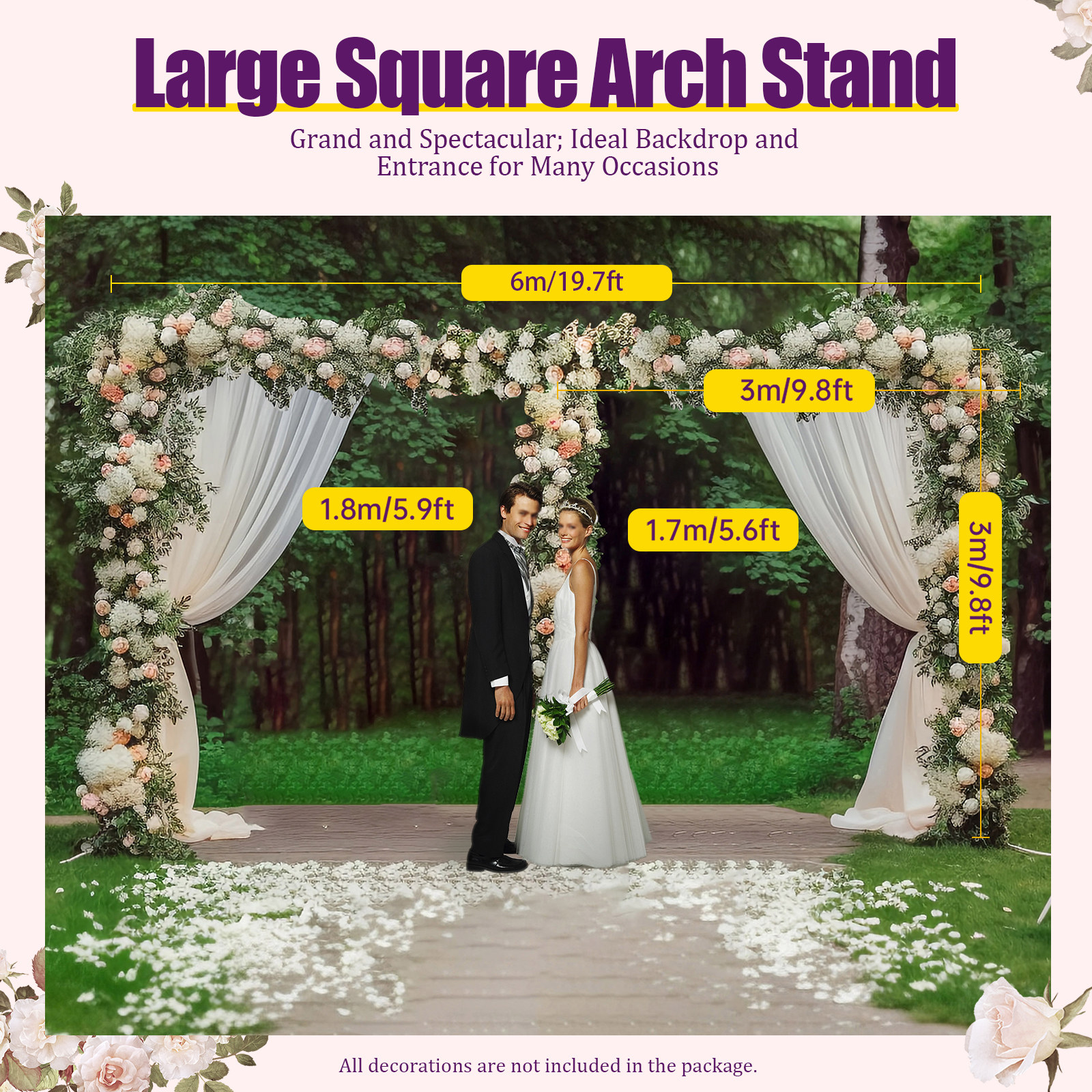 3x6m/10x20ft Metal Wedding Arc - Balloon Arch Kit reseña y precio