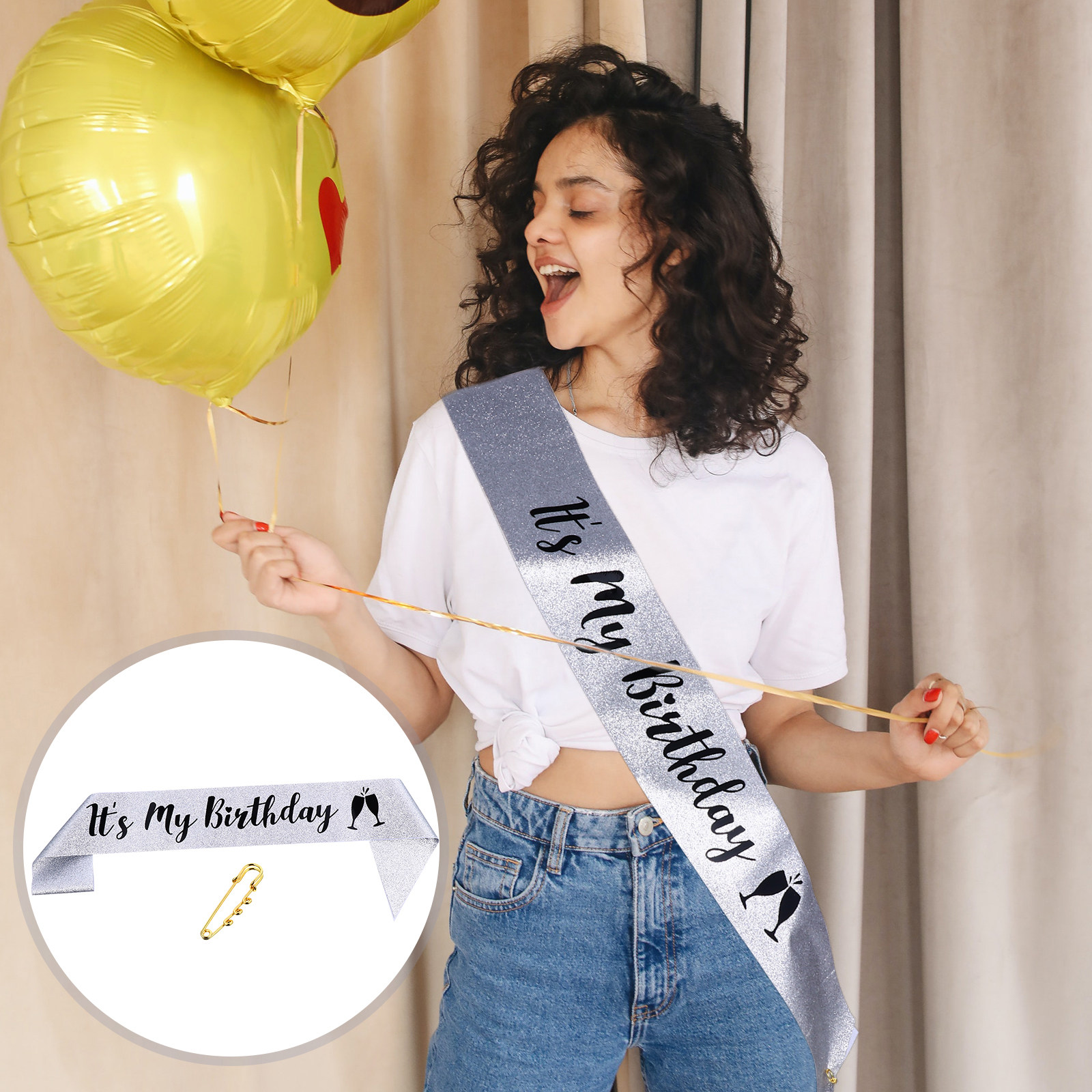 1Pcs Birthday Party Sash Glitt - Birthday Sash Glitter reseña y precio