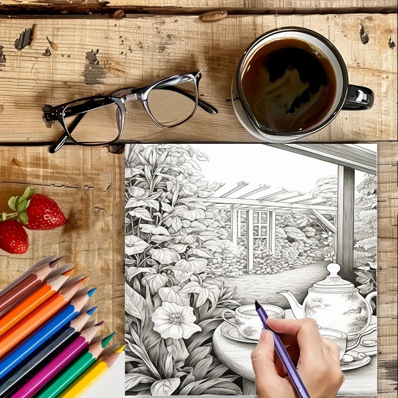 Tea In The Gardens Coloring Bo - Event Supplies reseña y precio