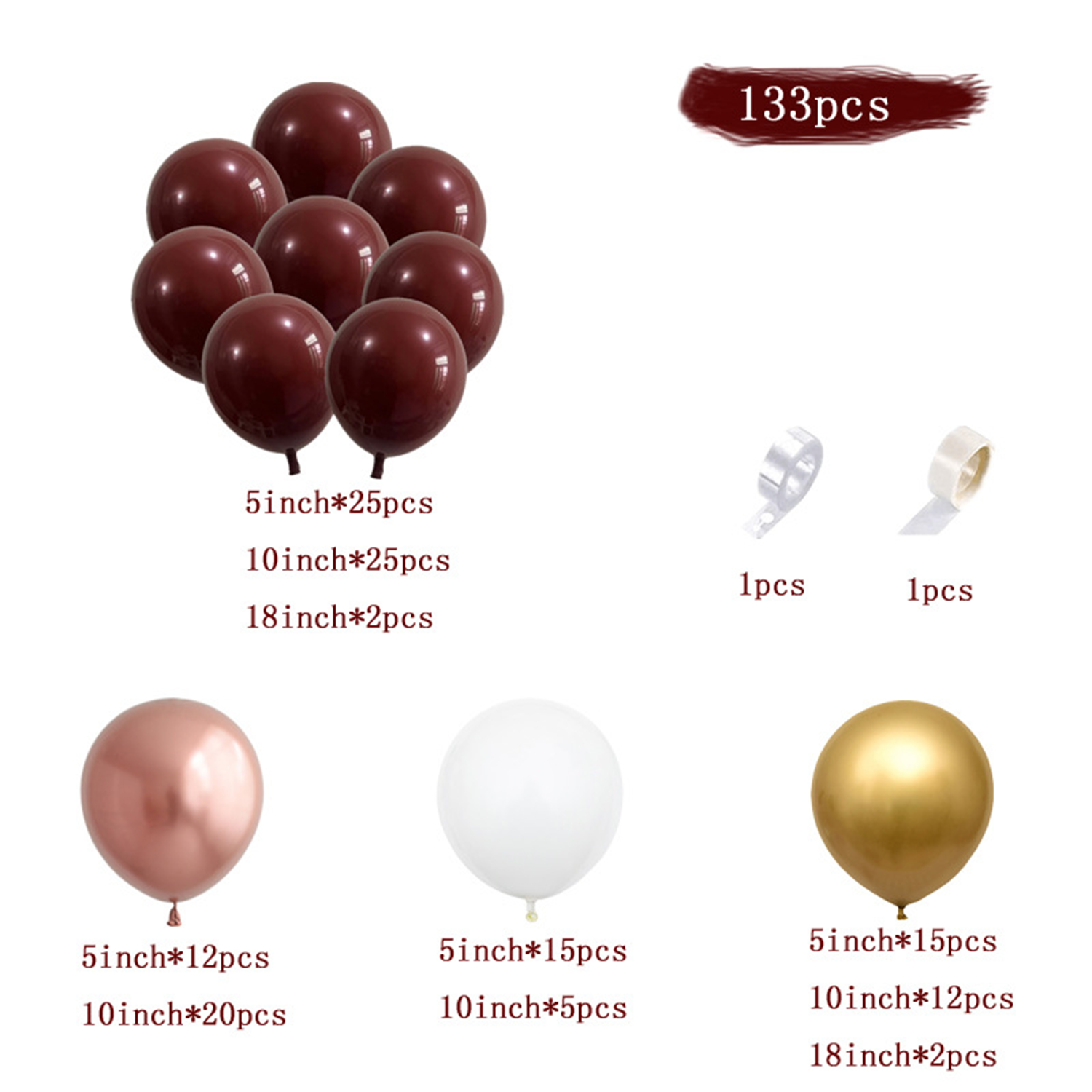 Garnet Balloon Set Garland Arc - Party Event Supplier reseña y precio
