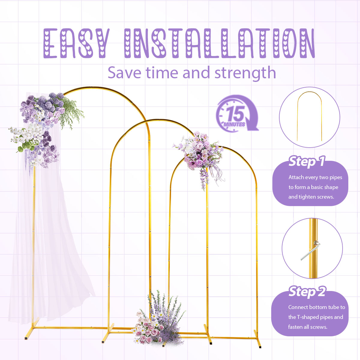 3Pack Golden Metal Arch Kits,  - Balloon Arch Kit reseña y precio