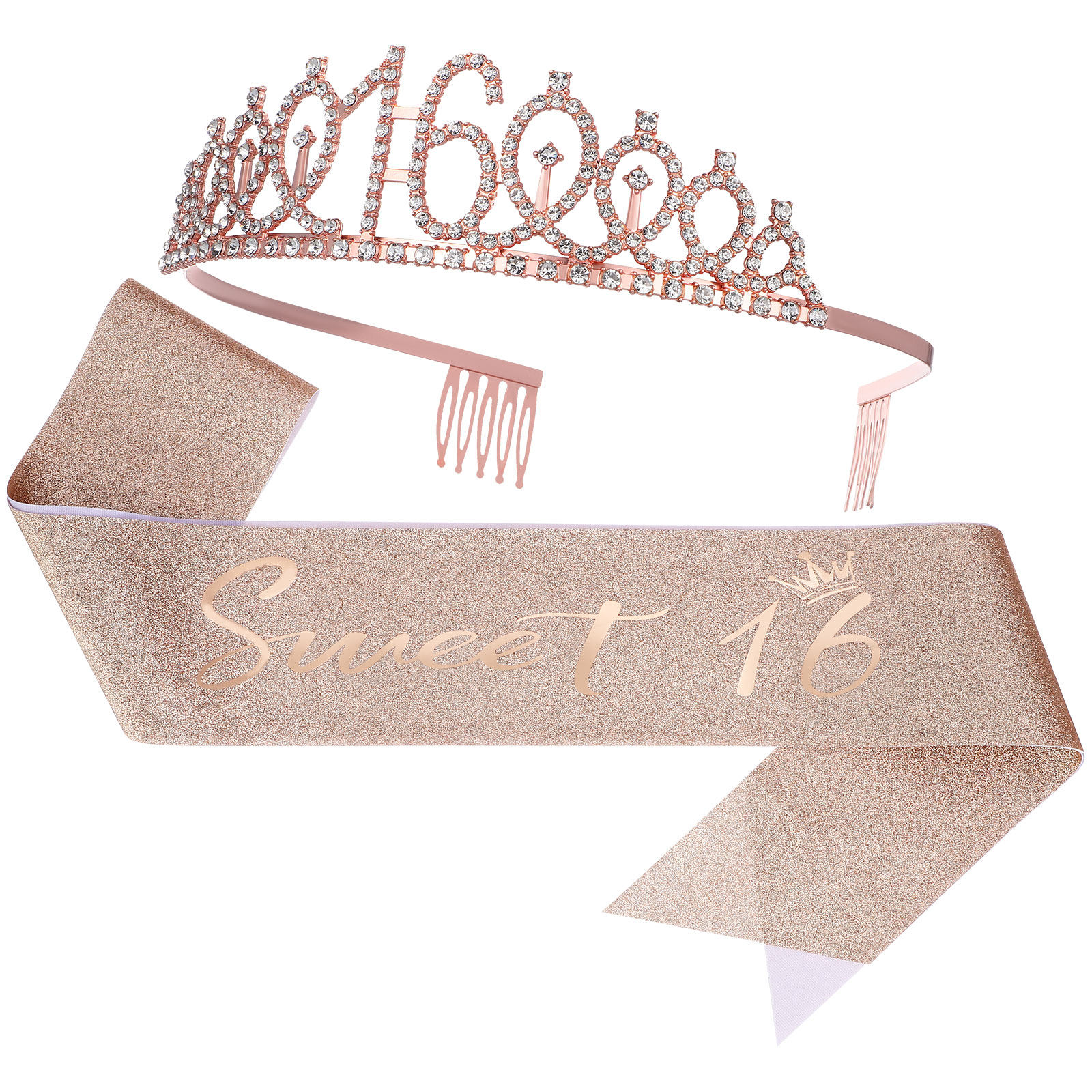 1Set Glittering Birthday Tiara - Birthday Sash Glitter reseña y precio