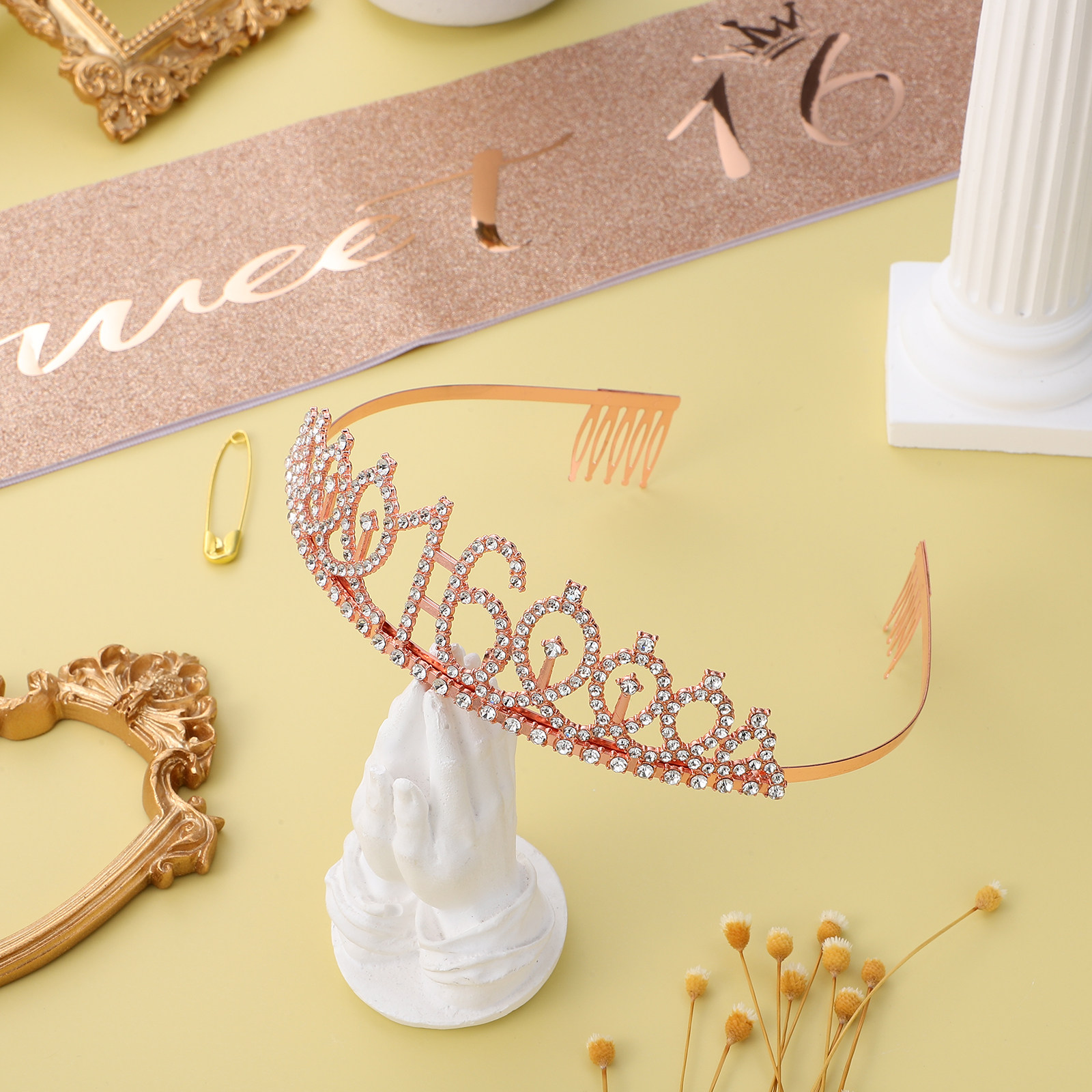 1Set Glittering Birthday Tiara - Birthday Sash Glitter reseña y precio